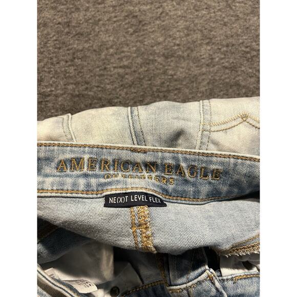American Eagle Jeans Mens 28x30 AirFlex Slim Straight Low Rise‎ Light Wash Fade - Picture 5 of 8